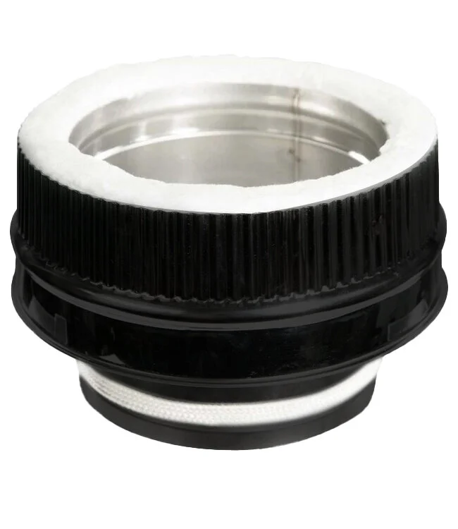 Verloop 120mm. enkelwandig naar dubbelwandig 150/200 Zwart